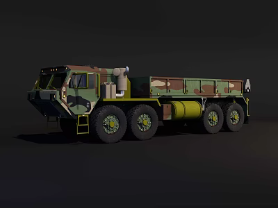 Military Camouflage Utility Truck With 8 Wheel Design And Cargo Bed 3d model