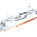 Modern Warship with Advanced Superstructure Antennas and Deck Facilities White and Red Hull Design 3d model