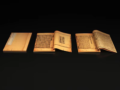 Ancient Books Display Open And Closed With Yellowed Pages And Traditional Text 3d model