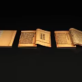 Ancient Books Display Open And Closed With Yellowed Pages And Traditional Text