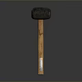 Heavy Duty Construction Hammer With Black Metal Head And Wooden Handle