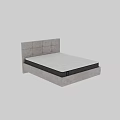 Modern Gray Double Bed With Upholstered Headboard And Comfortable Mattress