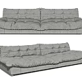 Modern Light Gray Fabric Multi Seater Sofa With Padded Cushions And Plush Backrest 3d model
