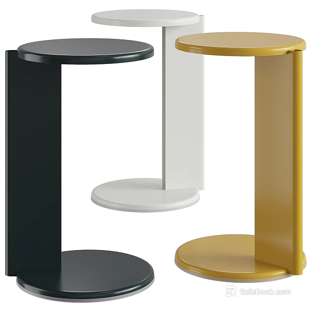 Modern Minimalist Side Table With Round Top And Multiple Color Options 3d model