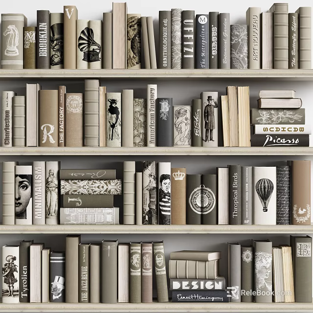 Books And Magazines On Shelf With Varied Colors And Designed Spines Neatly Arranged 3d model 