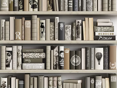 Books And Magazines On Shelf With Varied Colors And Designed Spines Neatly Arranged 3d model