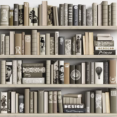 Books And Magazines On Shelf With Varied Colors And Designed Spines Neatly Arranged 3d model