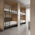 Modern Hotel Room With Wooden Bunk Beds And Minimalist Interior Design Elements