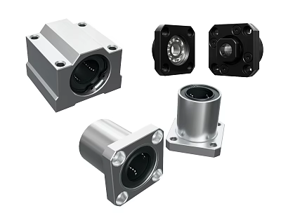 Silver Black Metal Linear Bearing Units In Various Shapes For Precision Machinery 3d model