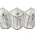 Modern Transparent Glass Shower Enclosures With Shower Heads And Control Panels