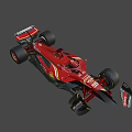 Red Ferrari F1 Racing Car With Sponsor Logos And Pirelli Tires