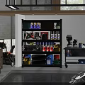 Organized Garage Space With Shelving Unit Tools Cleaning Supplies And Metal Cart