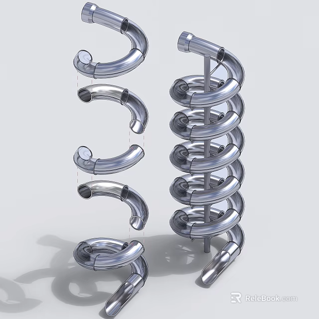 Children's Play Area Featuring Spiral Metal Slides For Kids Fun And Entertainment 3d model 
