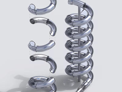 Children's Play Area Featuring Spiral Metal Slides For Kids Fun And Entertainment 3d model