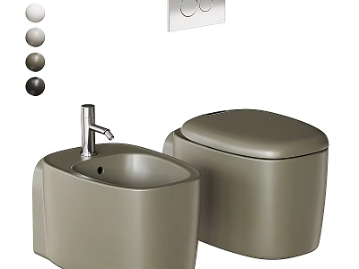 Modern Gray Toilet With Matching Sink And Color Options In Contemporary Design 3d model
