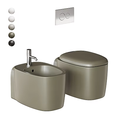 Modern Gray Toilet With Matching Sink And Color Options In Contemporary Design 3d model