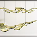 Modern Artistic Crystal Chandelier With Leaf Shaped Hanging Elements Design 3d model