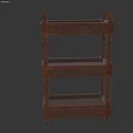 Classic Wooden Three Tier Bookcase With Intricate Carved Details And Shelves