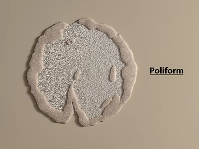 Poliform Round Textured Rug with Light Beige Color and Irregular Edge Design 3d model