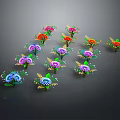 Cartoon Scene With Cute Colorful Flowers And Vibrant Floral Designs In Playful Style