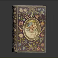 Vintage Ornate Book With Colorful Floral Patterns And Intricate Oval Decoration