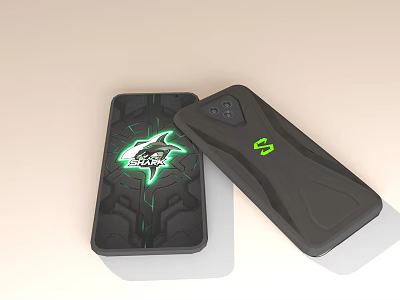 Black Shark Gaming Phones With Green Accents And Camera Module Design 3d model