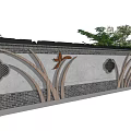 Traditional Building Exterior Wall Featuring Brick Texture Decorative Patterns And Greenery 3d model