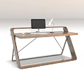 Various Modern Desks With Different Designs And Computer Setups For Home Office 3d model