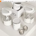 White Stylish Kitchen Storage Containers With Transparent Jars Lids And Different Sizes For Kitchen Countertop