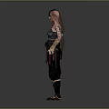 Pink Haired Female Character With Tattoos And Mythical Creature In Fantasy Outfit