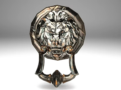 Vintage Lion Head Animal Wall Decor With Metal Door Knocker Design 3d model