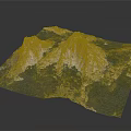 3D Garden Landscape Terrain Model With Mountains And Green Areas