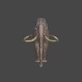 Realistic Mammoth 3D Model With Long Curved Tusks And Gray Body