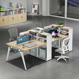 Office Staff Table and Chair Combination 3d model