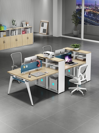 Office Staff Table and Chair Combination 3d model