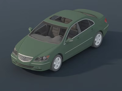 Green Sedan With Sunroof Modern Design Silver Wheels And Sleek Body Lines 3d model