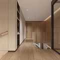 Modern Living and Dining Room Interior With Circular Ceiling Marble Floor Sofa And TV Wall