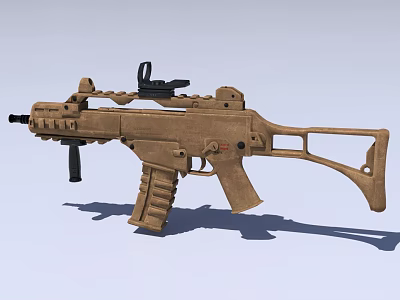 Brown Tactical Assault Rifle With Rail System Ergonomic Grip And Adjustable Stock 3d model