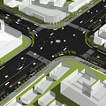 Urban Road Infrastructure Design with Multiple Lanes Vehicles and Palm Trees