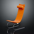 Modern Orange Chair With Curved Backrest And Metal Frame Sleek Design