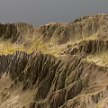 Scenic Mountain Landscape Featuring Rugged Peaks Rocky Terrain And Yellow Patches