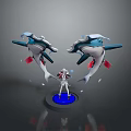 3D Rendered Aquatic Animals With Blue White Color And Central Character On Circular Platform