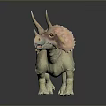 Colorful Detailed Triceratops Dinosaur Model in Realistic Standing Pose with Textured Skin