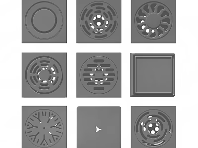 Bathroom Small Accessories Various Floor Drain Designs With Round And Square Shapes 3d model