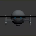 Modern Quadrotor Drone With Spherical White Body Black Frame And Four Blue Tipped Propellers