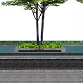 Tree Pit With Two Trees Greenery And Paved Surrounding Landscape Design 3d model