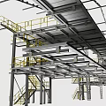 Factory Duct Cable Shelf Roof Architecture Working Platform Ventilation Duct Cable Duct Button Light 3d model
