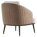 Modern Leisure Chair With Light Beige Upholstery And Vertical Tufted Sides On Slim Black Legs