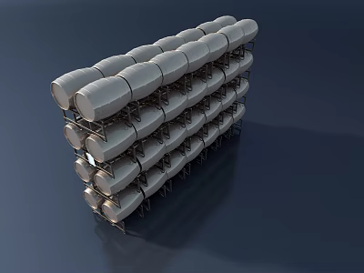 High Capacity Stacked Metal Industrial Storage Tanks With Multi Layer Design 3d model