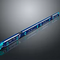 Modern Blue High Speed Train With Aerodynamic Design And Multiple Carriages 3d model